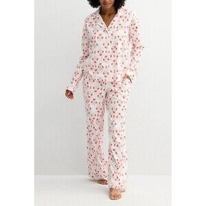 Sonoma Pajama Set Button Front Floral Orange Cream Floral Size XXL New Woven